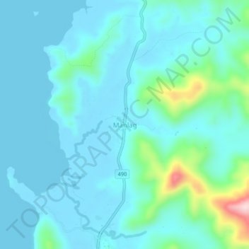 Mappa topografica Manlag, altitudine, rilievo