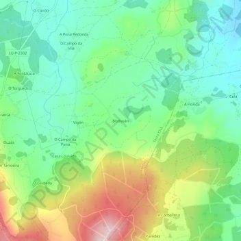 Mappa topografica Bistixoán, altitudine, rilievo