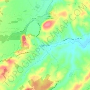 Mappa topografica Mount Solon, altitudine, rilievo