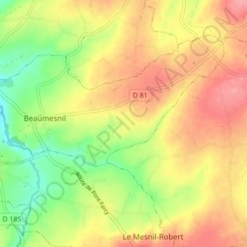 Mappa topografica La Paumerie, altitudine, rilievo
