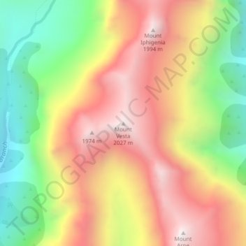 Mappa topografica Mount Vesta, altitudine, rilievo