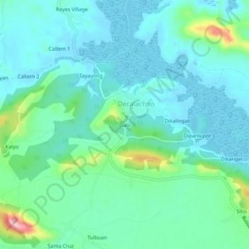 Mappa topografica Galo, altitudine, rilievo