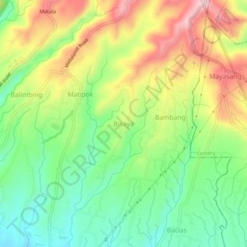 Mappa topografica Bisaya, altitudine, rilievo