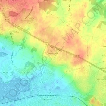 Mappa topografica Kerquessaud, altitudine, rilievo