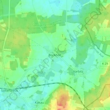 Mappa topografica Bockholt, altitudine, rilievo