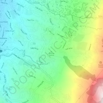 Mappa topografica Alto La Palma, altitudine, rilievo