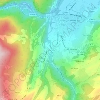 Mappa topografica Les Buchets, altitudine, rilievo