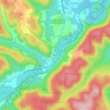 Mappa topografica Force, altitudine, rilievo
