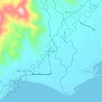 Mappa topografica Calabgan, altitudine, rilievo