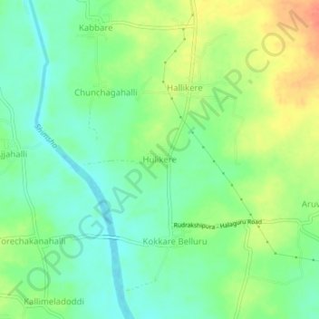 Mappa topografica Hulikere, altitudine, rilievo