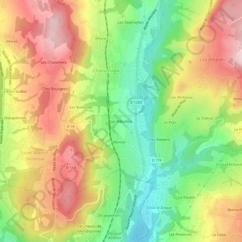 Mappa topografica Les Ribiollets, altitudine, rilievo