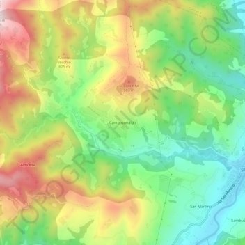 Mappa topografica Camposonaldo, altitudine, rilievo