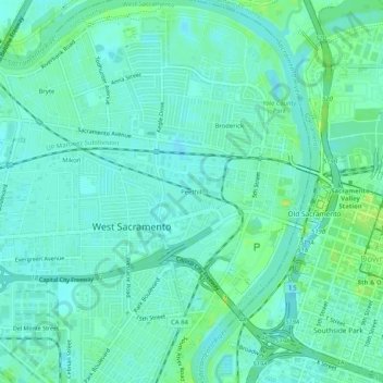 Mappa topografica Peethill, altitudine, rilievo