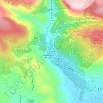Mappa topografica La Clape, altitudine, rilievo