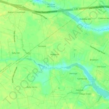 Mappa topografica Whitehall, altitudine, rilievo