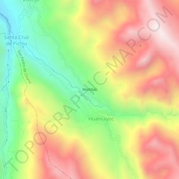 Mappa topografica Wishllac, altitudine, rilievo