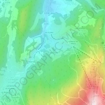 Mappa topografica Les Bouchards, altitudine, rilievo