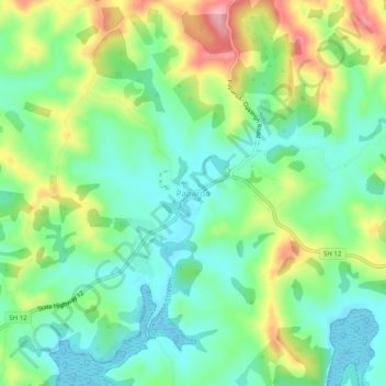 Mappa topografica Paparoa, altitudine, rilievo