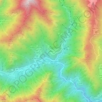 Mappa topografica Sabbia, altitudine, rilievo