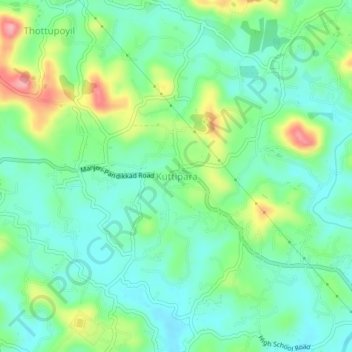 Mappa topografica Kuttipara, altitudine, rilievo