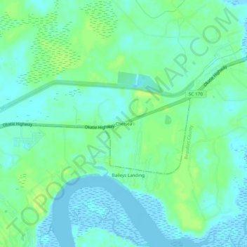 Mappa topografica Chelsea, altitudine, rilievo
