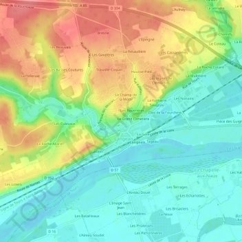 Mappa topografica Fougeray, altitudine, rilievo