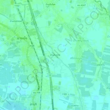 Mappa topografica Ban Don Hat, altitudine, rilievo