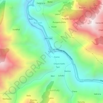 Mappa topografica Mehla, altitudine, rilievo
