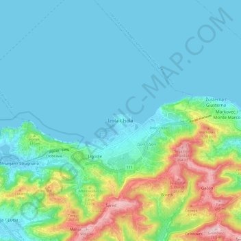 Mappa topografica Isola, altitudine, rilievo