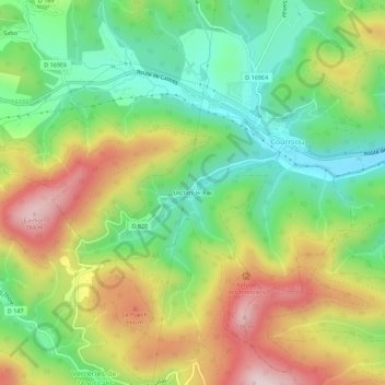 Mappa topografica Usclats-le-Bas, altitudine, rilievo
