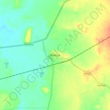 Mappa topografica Bhatiya, altitudine, rilievo