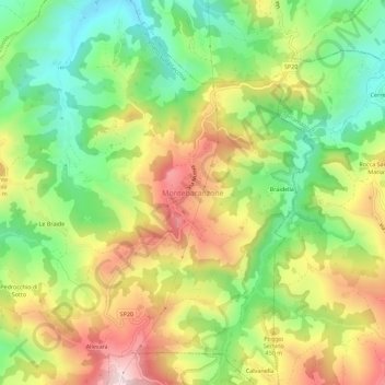 Mappa topografica Montebaranzone, altitudine, rilievo