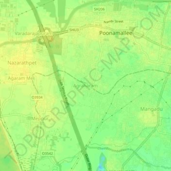 Mappa topografica Agraharam, altitudine, rilievo