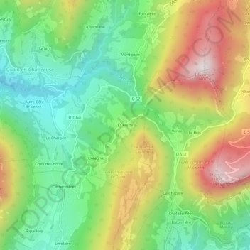 Mappa topografica La Frette, altitudine, rilievo