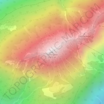 Mappa topografica Tschirgant, altitudine, rilievo