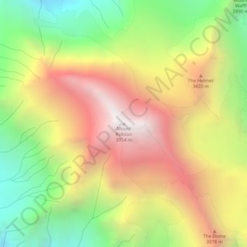 Mappa topografica Mount Robson, altitudine, rilievo