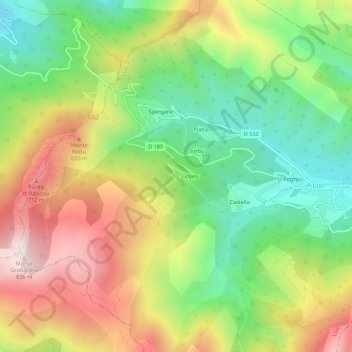 Mappa topografica Fieno, altitudine, rilievo