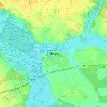 Mappa topografica Tribsees, altitudine, rilievo