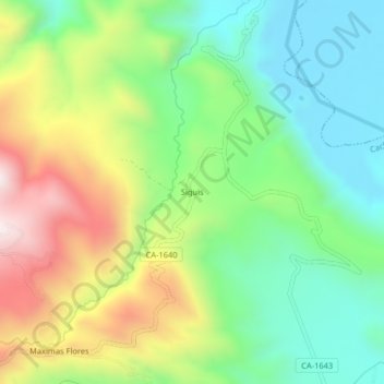 Mappa topografica Siguis, altitudine, rilievo