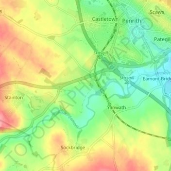 Mappa topografica Redhills, altitudine, rilievo