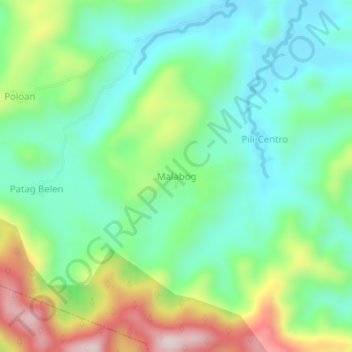 Mappa topografica Malabog, altitudine, rilievo