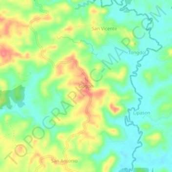 Mappa topografica Gogon, altitudine, rilievo