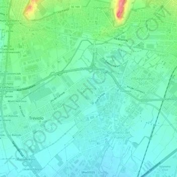 Mappa topografica Curnasco, altitudine, rilievo