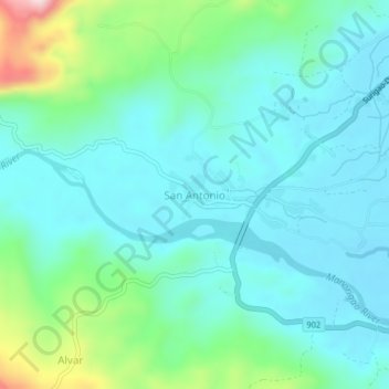 Mappa topografica San Antonio, altitudine, rilievo