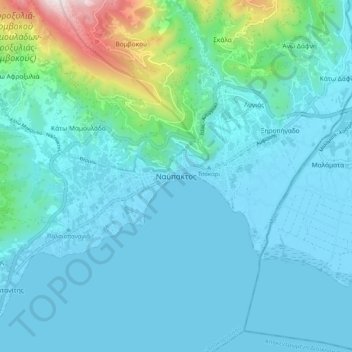 Mappa topografica Nafpaktos, altitudine, rilievo