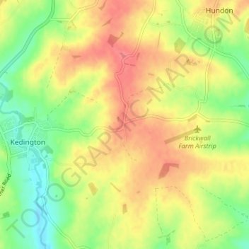 Mappa topografica Brockley Green, altitudine, rilievo