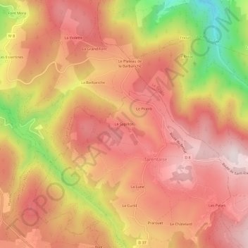 Mappa topografica Le Sapillon, altitudine, rilievo