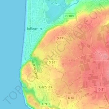 Mappa topografica Groussey, altitudine, rilievo