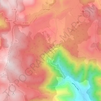 Mappa topografica Labeil, altitudine, rilievo