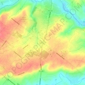 Mappa topografica Jamison, altitudine, rilievo